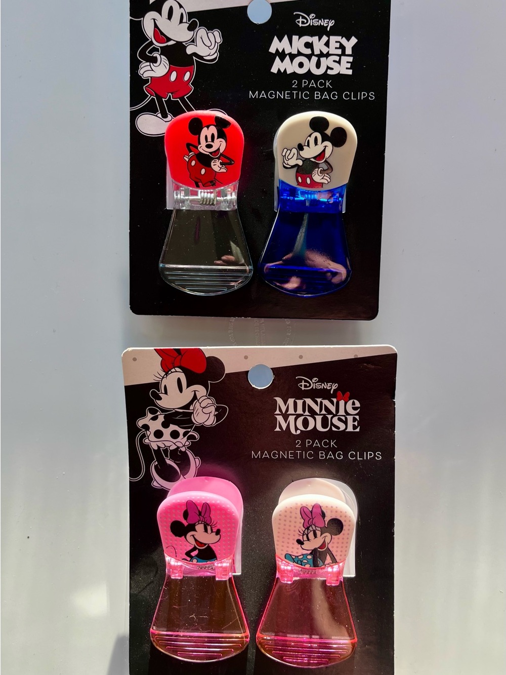 Disney Mickey & Minnie Mouse Magnetic Clips - 2 Packs 4 Bag Clips